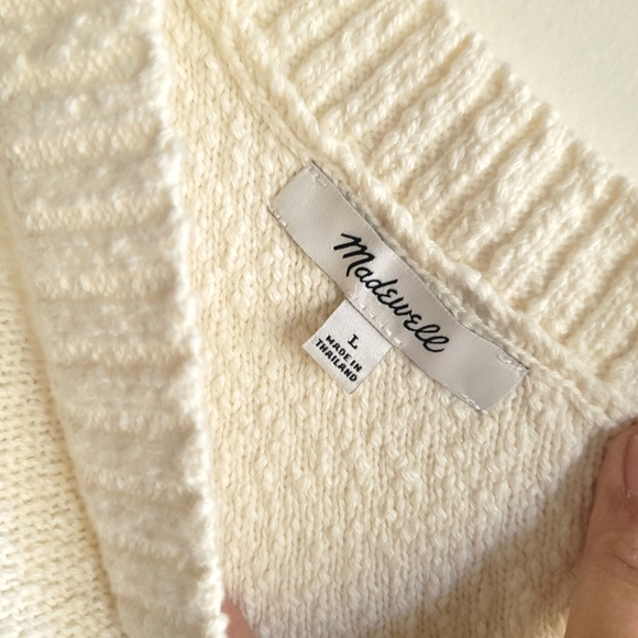 Madewell, Textural-Knit One-Shoulder Sweater Tank, Cream, Size Large - Picture 8 of 8